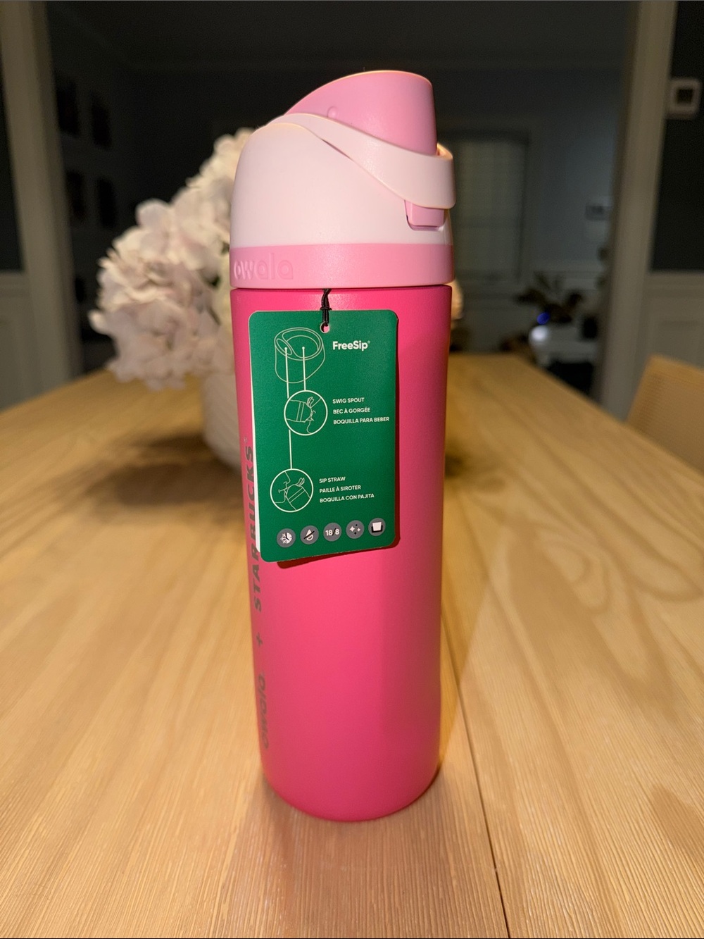 Pink Owala x Starbucks FreeSip Insulated Water Bottle — Easy One-Handed Sip
